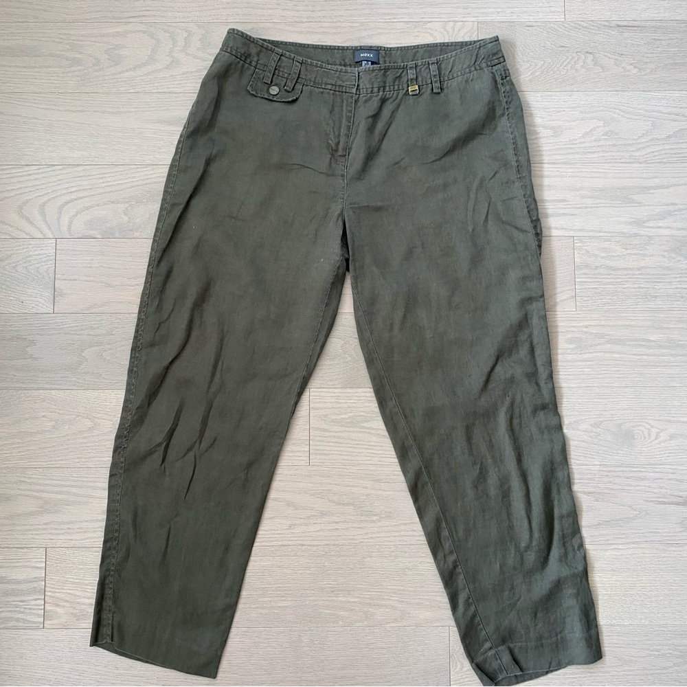 Mexx Olive Linen Cropped Straight-Leg Pants - Picture 6 of 14